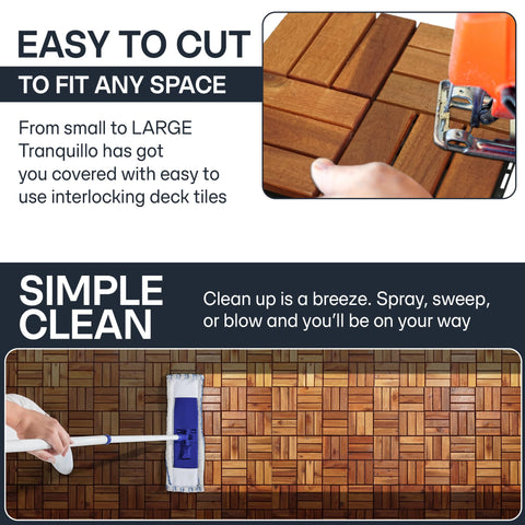 Tranquillo maintenance-friendly tiles; sweep or hose down for easy upkeep.
