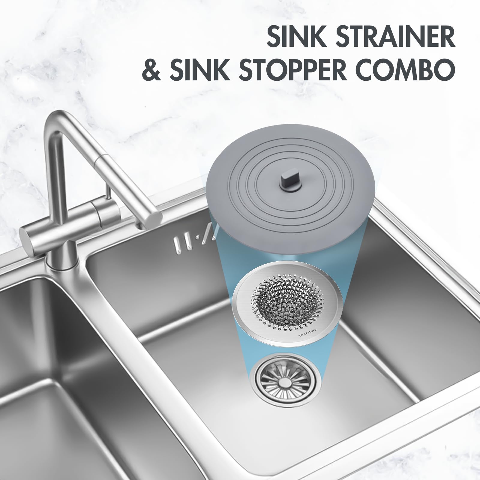 Large 4.4-inch diameter fits most single and double bowl sinks