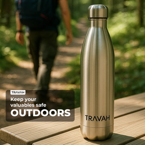 TRAVAH Diversion bottle has 500 ml capacity with a secure lid for hydration.