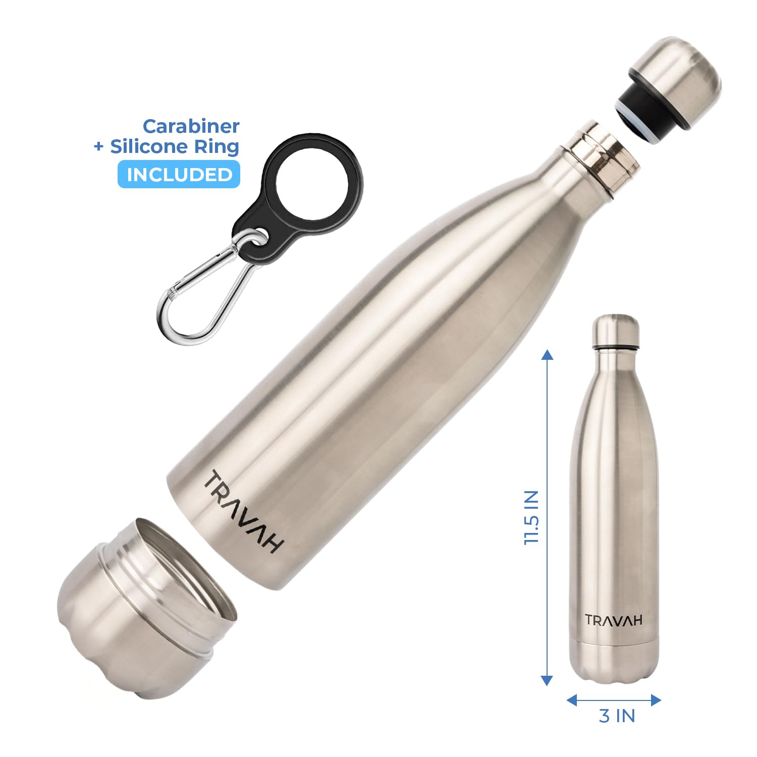 TRAVAH Diversion bottle features double-wall insulation to keep beverages at temperature.