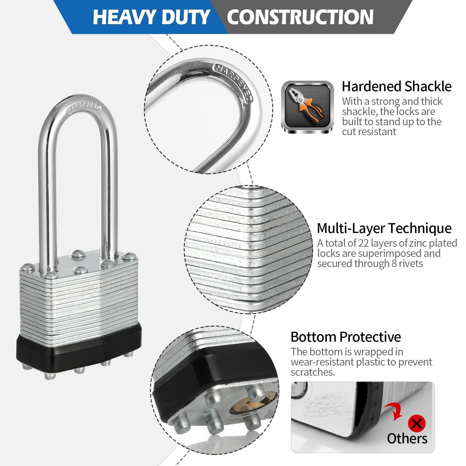 Travate padlocks for indoor or outdoor use on storage units.
