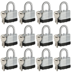 Travate keyed alike padlocks 12-pack with nickel finish for reliability