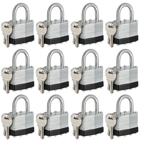 Travate keyed alike padlocks 12-pack with nickel finish for reliability