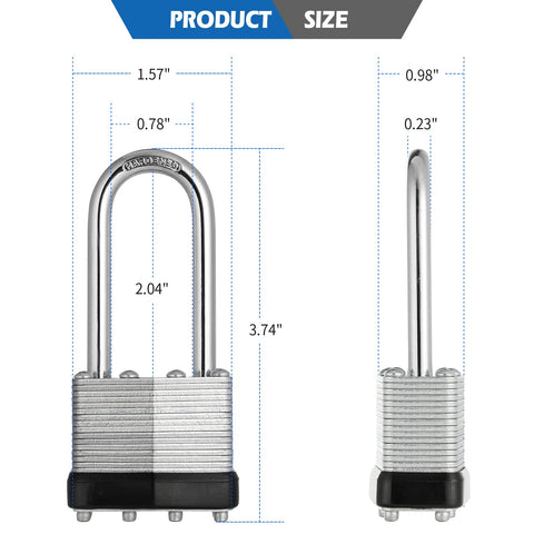 Travate nickel-plated padlock shackle enhances weather resistance and durability.