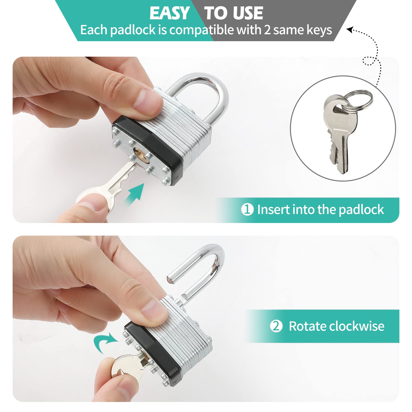 Nickel-plated Travate padlock resisting outdoor weather and corrosion