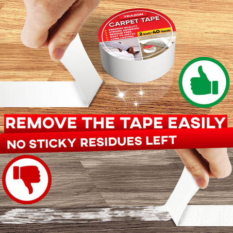 Trazon rug tape supports multi-purpose use on various floor types.