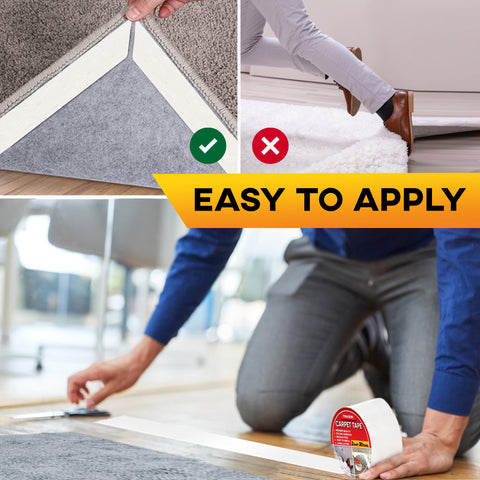 Trazon residue-free carpet tape on a wooden floor surface