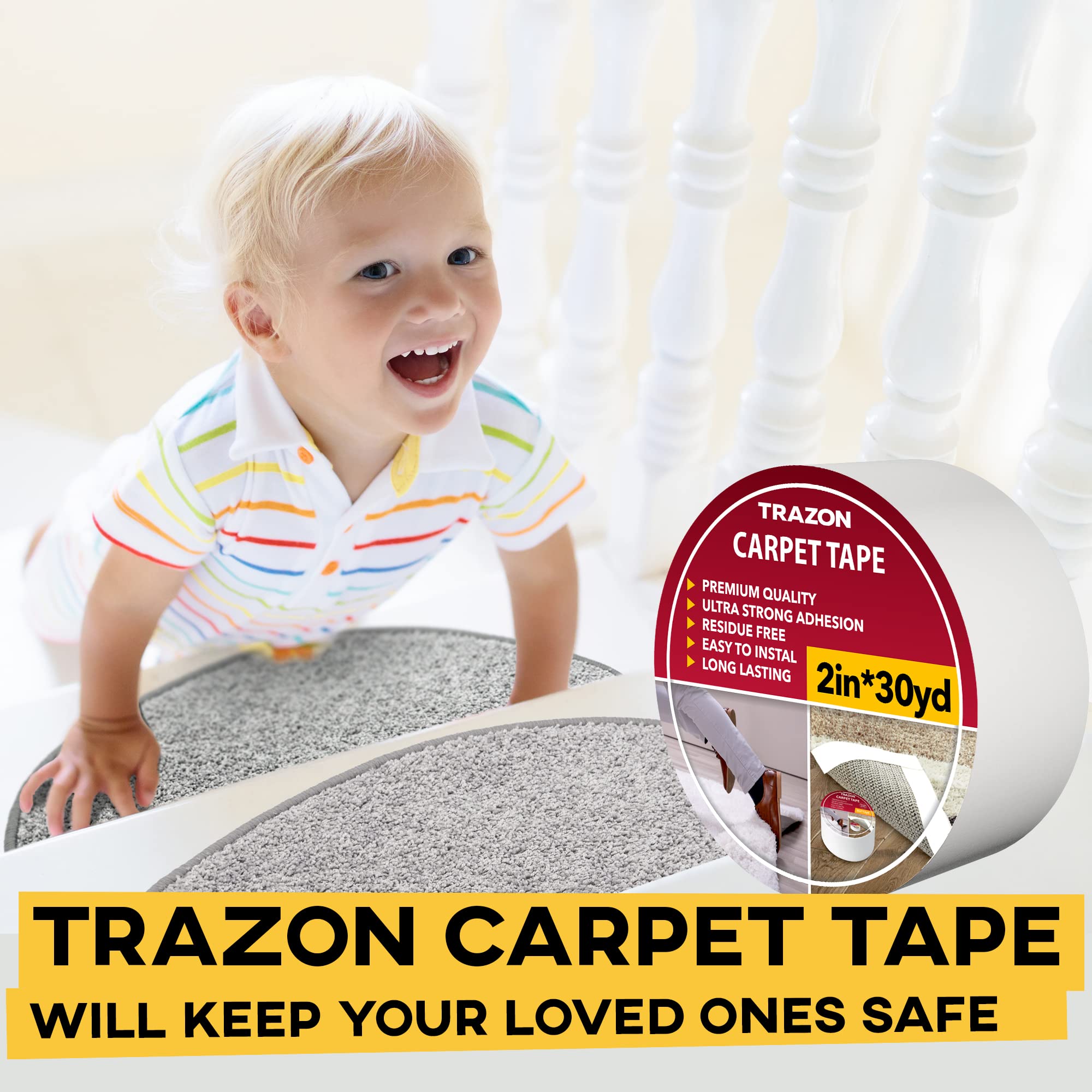 Trazon rug tape on a laminate floor showing strong grip