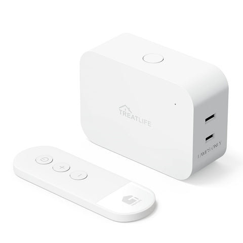 TREATLIFE 2-in-1 dimmer plug with remote for easy lighting control.