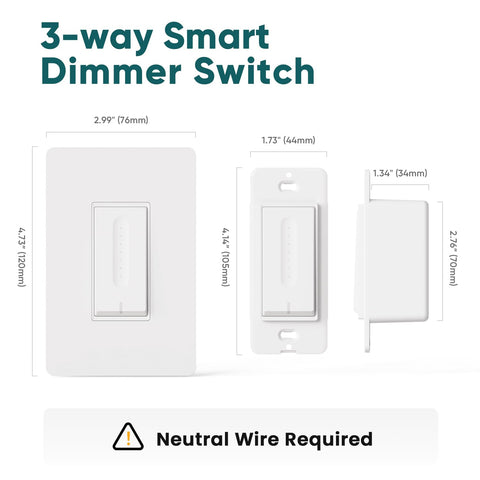 Easy 3-way installation with one smart and one standard switch