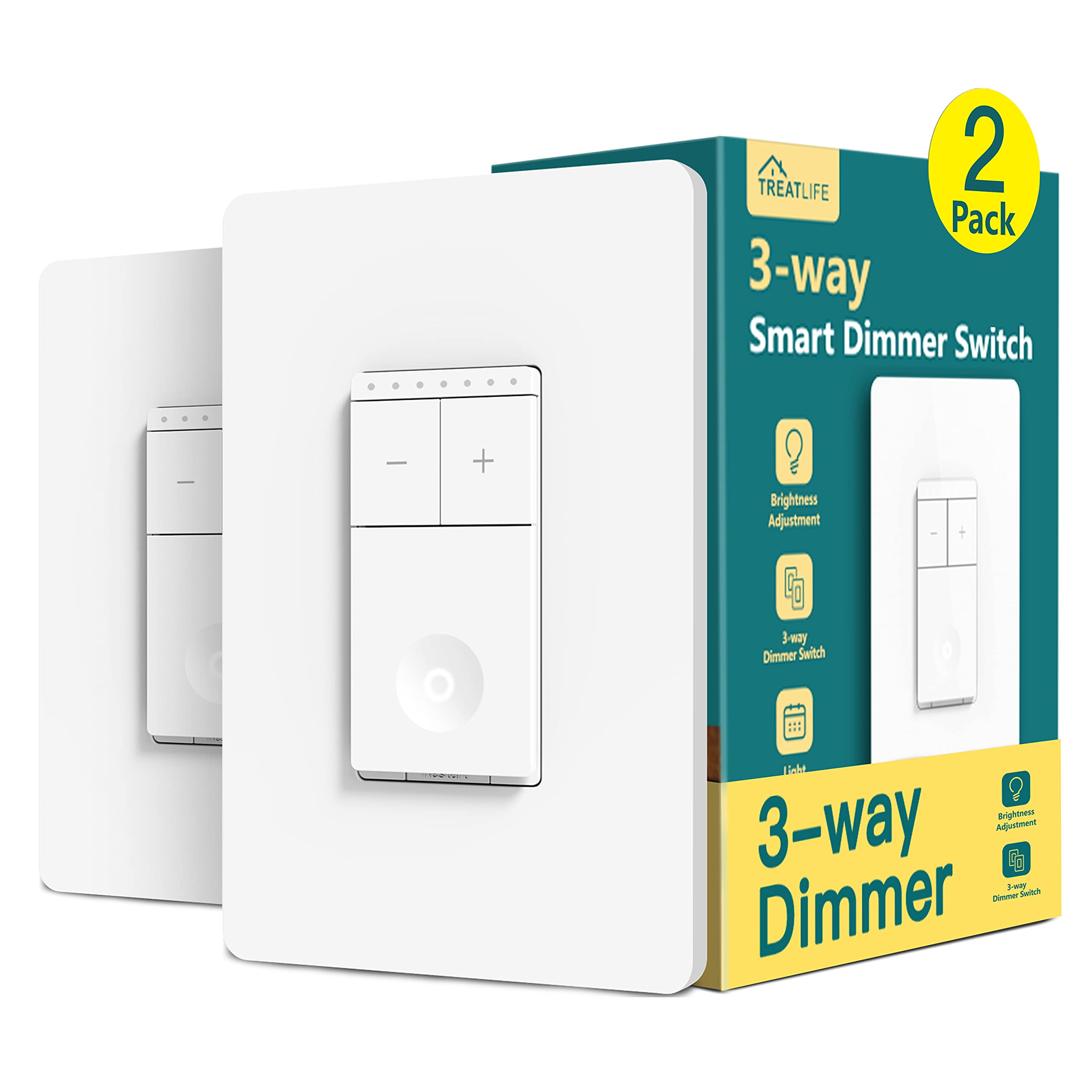 TREATLIFE 3-way dimmer switch 2-pack front view for easy control