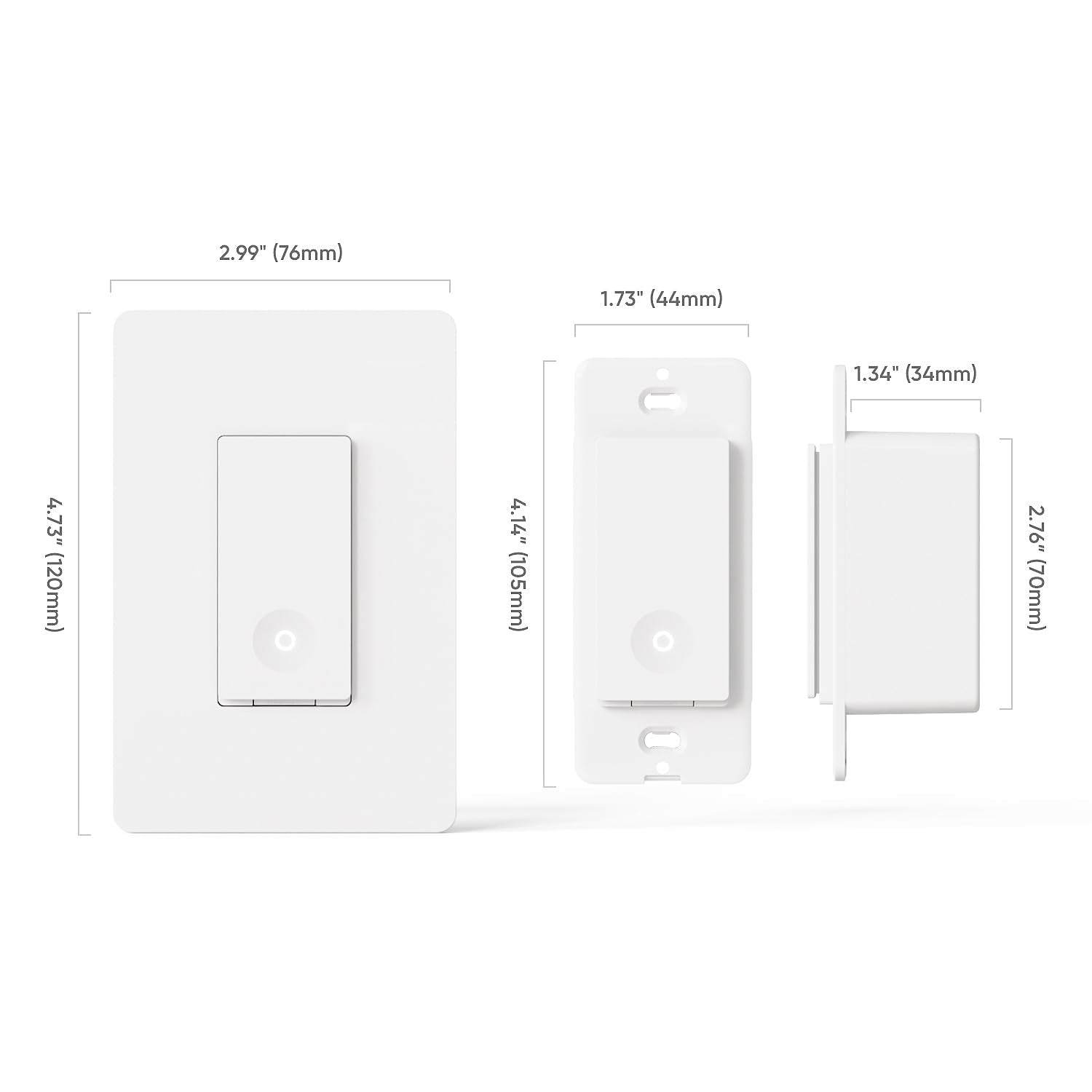 TREATLIFE 3-Way Switch compact size fits in standard wall boxes.