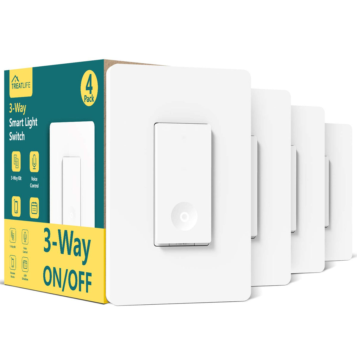 TREATLIFE 3-Way Switch front view for a sleek, space-saving installation.