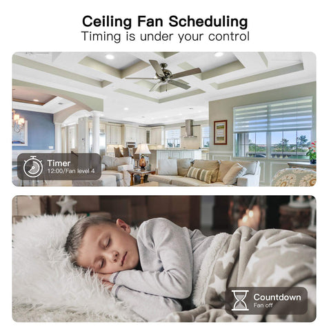 TREATLIFE ceiling fan switch with Alexa voice control for hands free operation.