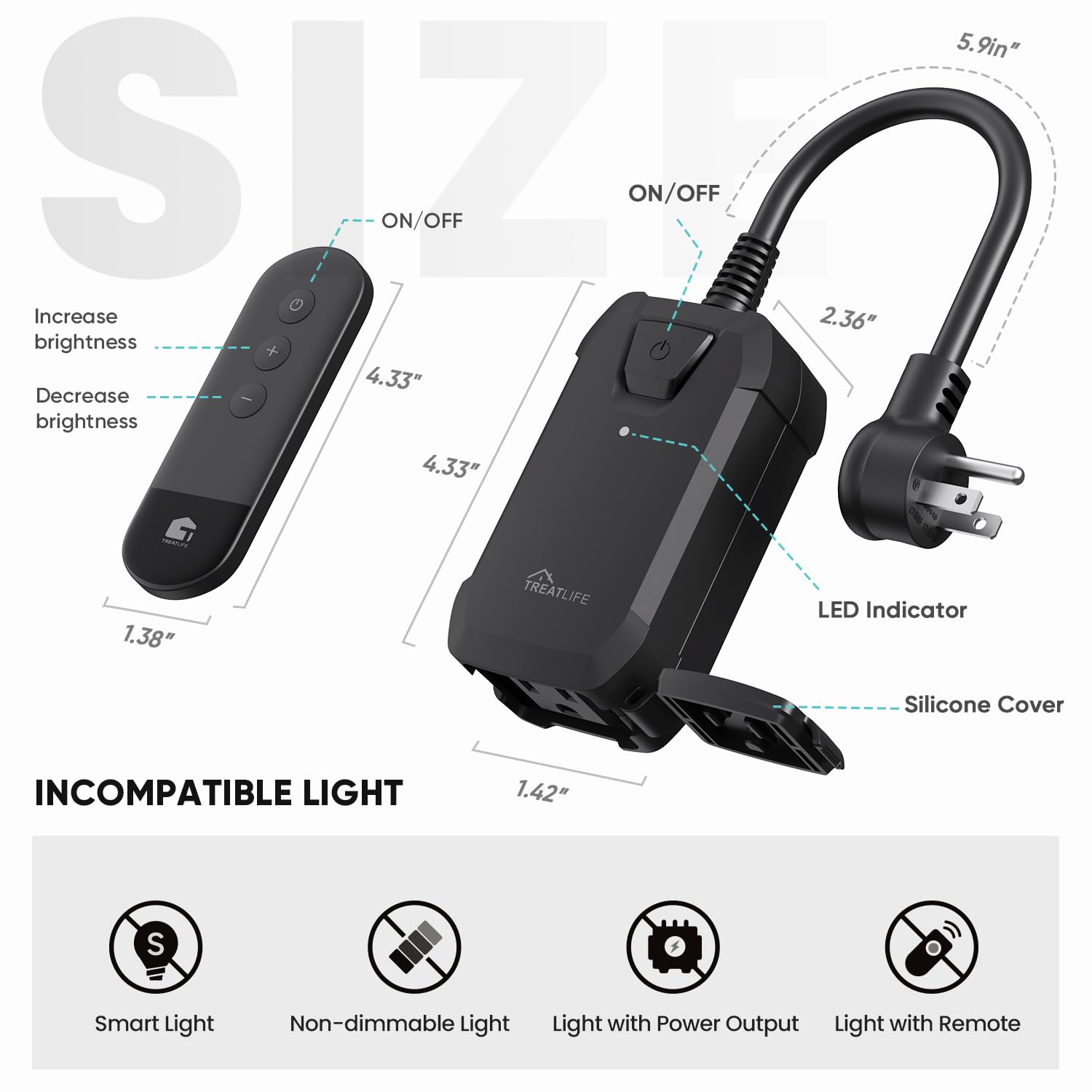 TREATLIFE dimmer plug demonstrates 100ft remote range for flexible outdoor lighting