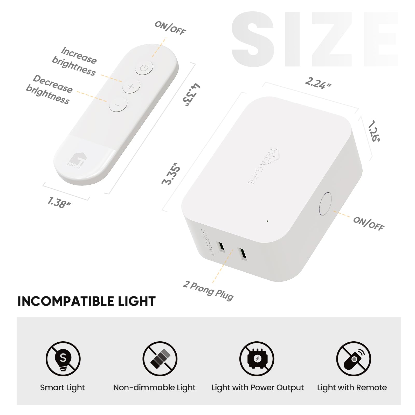 TREATLIFE dual-outlet dimmer enables consistent brightness for two lamps.