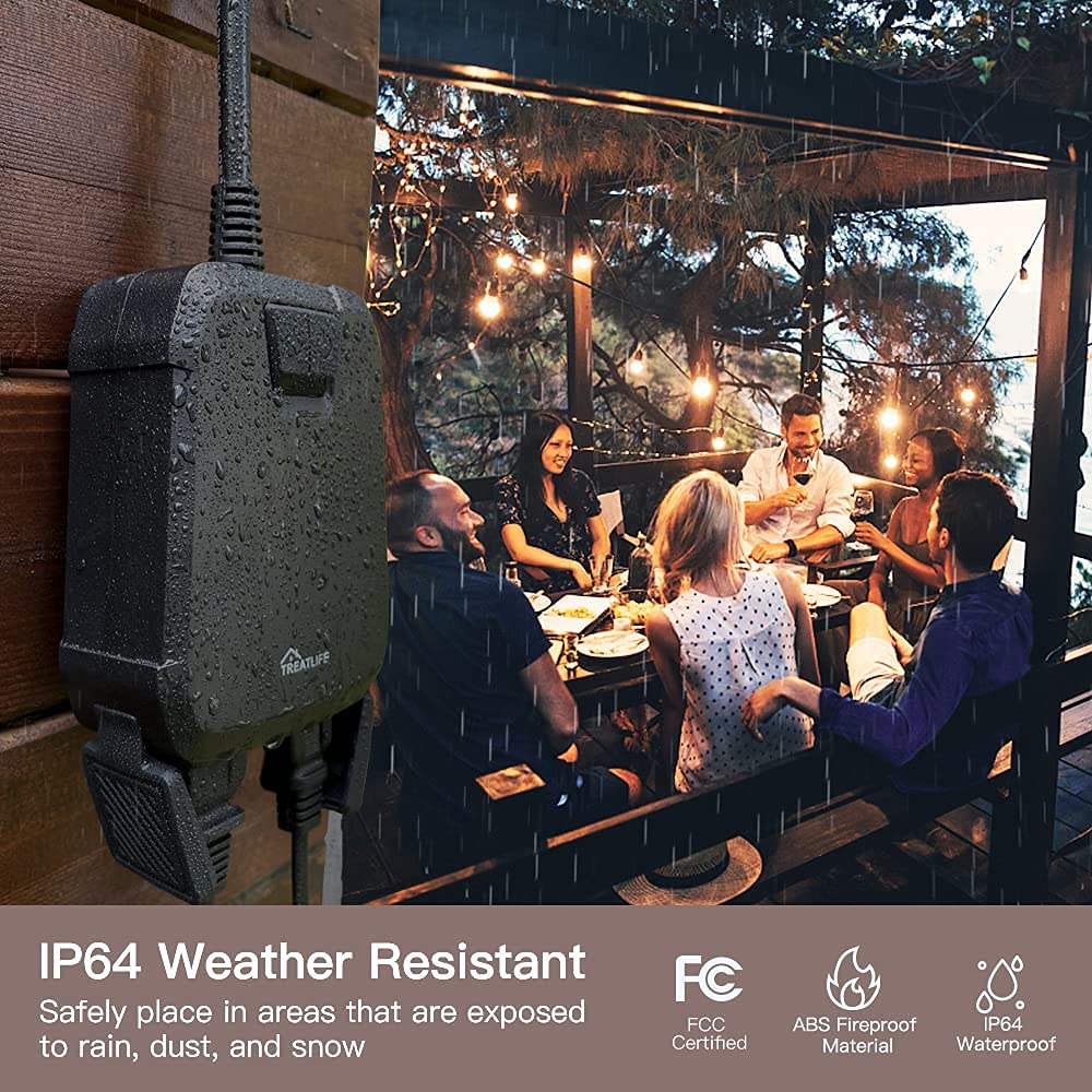 TREATLIFE IP64 weather resistance protects the dimmer outdoors