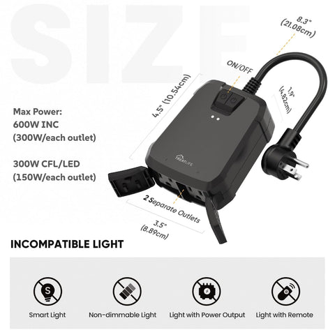 TREATLIFE outdoor dimmer dual sockets powering string lights efficiently