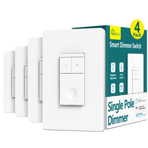 TreatLife smart dimmer switch 4-pack with wall plate for easy installation.