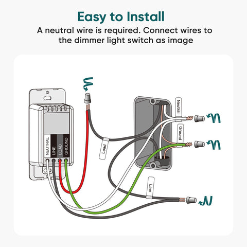 TREATLIFE dimmer installed in wall box ready for wiring