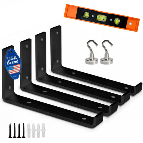 TREDVIX 12-inch shelf brackets with level tool for precise mounting and alignment