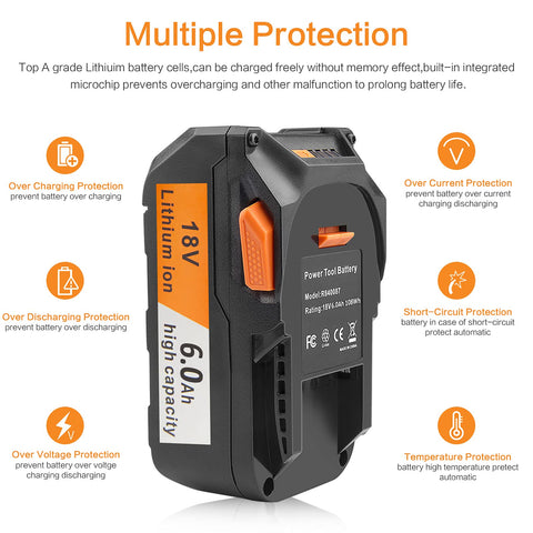 TREE.NB 18V battery in use in a Ridgid tool, steady performance.