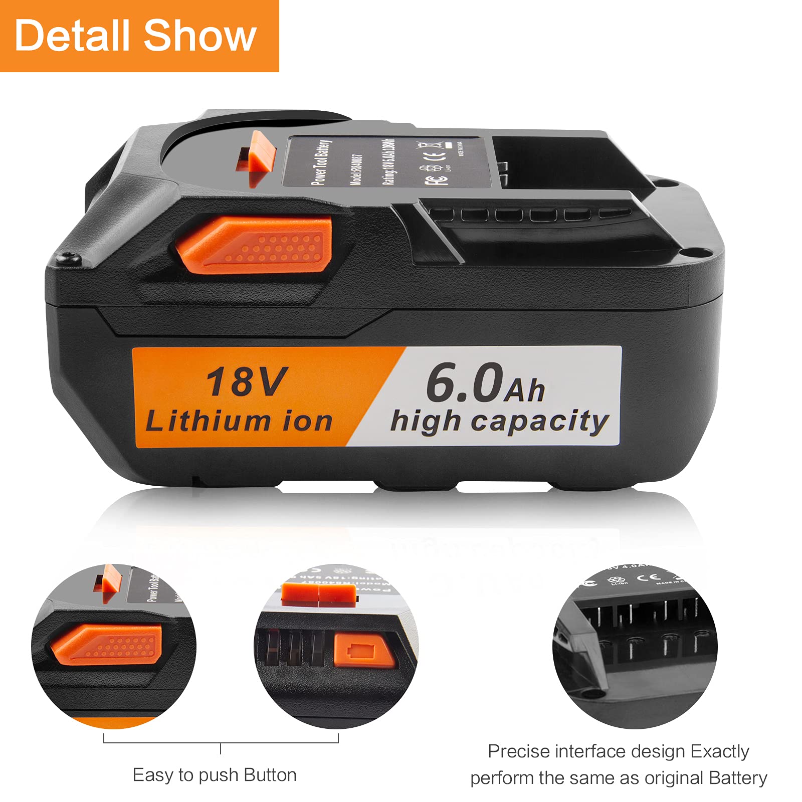 TREE.NB 18V battery side view, lightweight replacement for extended use.