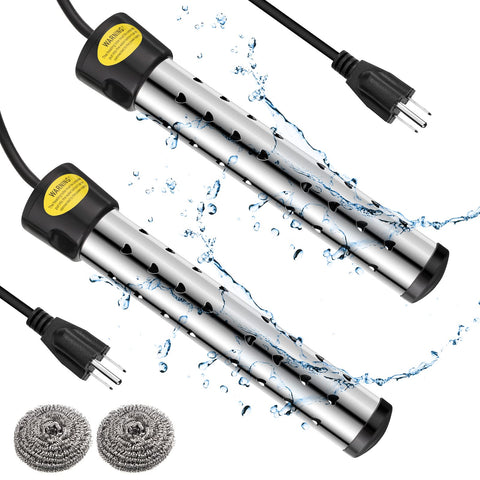 Treela immersion heater in a bucket heats water fast for trips.