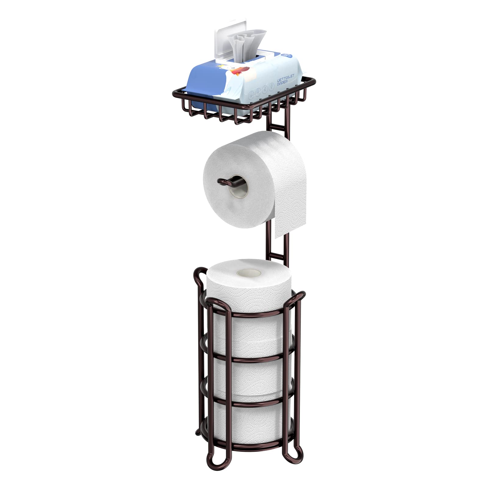 TreeLen bronze toilet paper holder stand shows the compact, sturdy base for stable placement.