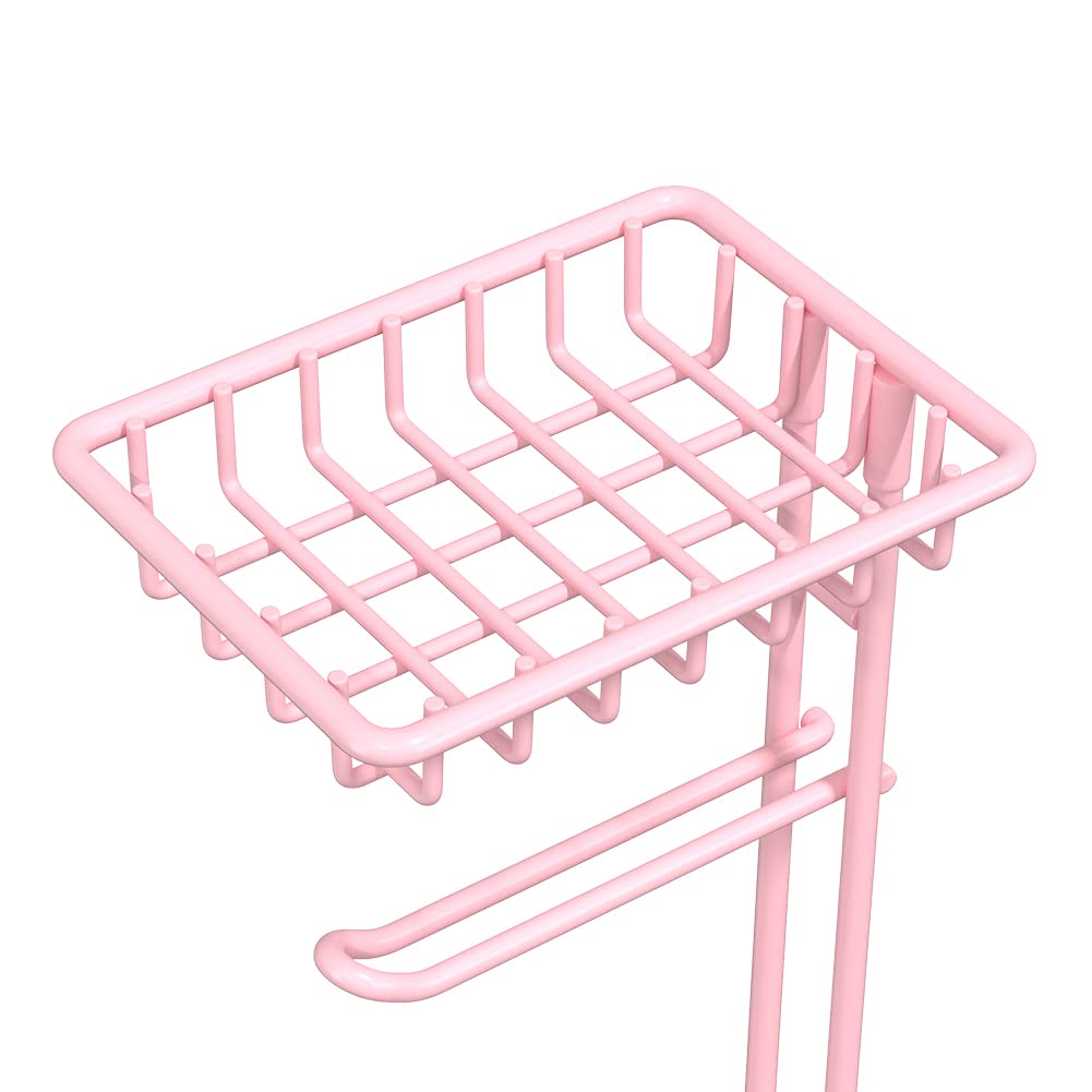TreeLen pink toilet paper holder stand emphasizes mega-roll capacity for busy homes.