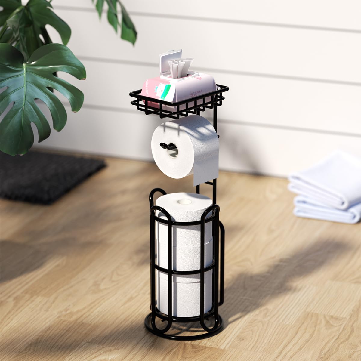 TreeLen Upgrade Toilet Paper Holder Stand measures 6.5 inches wide and 24 tall.