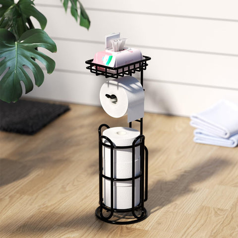 TreeLen Upgrade Toilet Paper Holder Stand measures 6.5 inches wide and 24 tall.