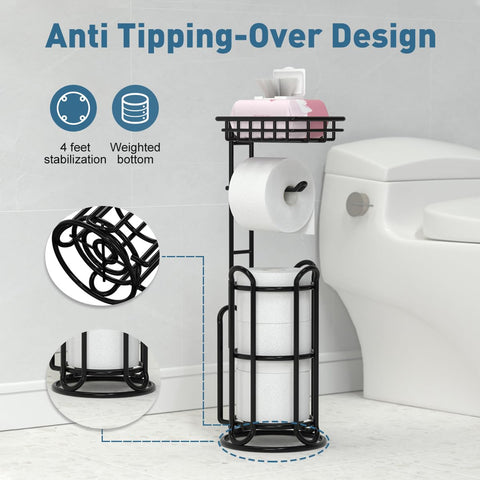 TreeLen Upgrade Toilet Paper Holder Stand freestanding design for flexible placement.