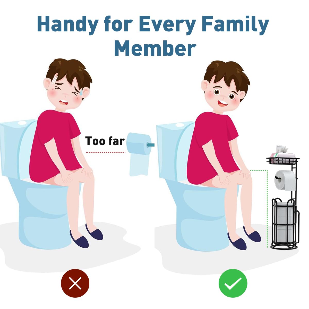 TreeLen Upgrade Toilet Paper Holder Stand magazine pocket keeps reading materials within reach.