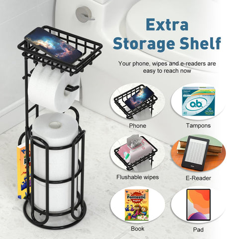 TreeLen Upgrade Toilet Paper Holder Stand stable feet prevent tipping for safety.