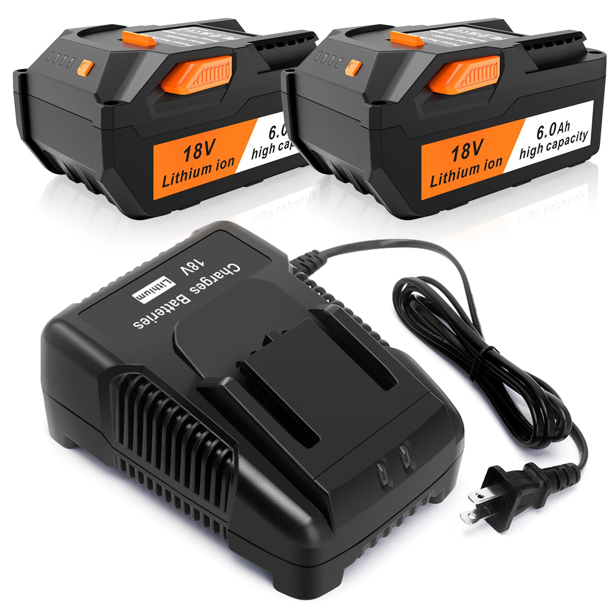 TREE.NB 6.0Ah Ridgid 18V battery close-up for extended tool runtime.