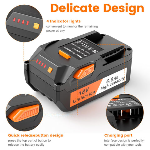 Two TREE.NB 6.0Ah batteries packaged for Ridgid users.