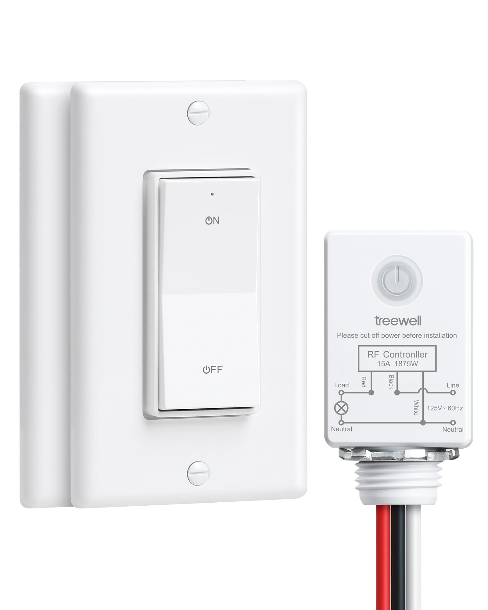 TREEWELL 3-Way Wireless Switch for convenient, hands-free lighting control from two locations.