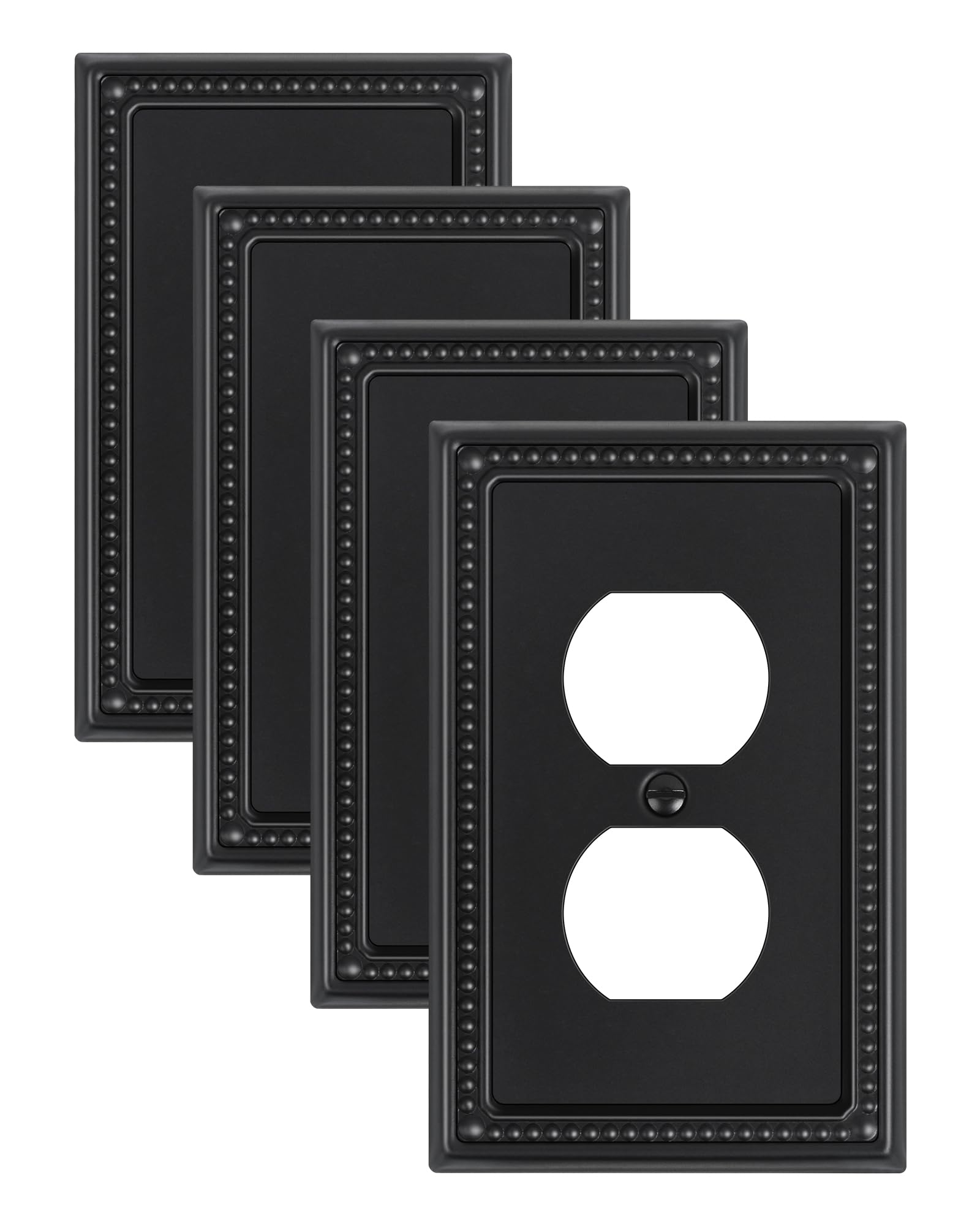 TREEWELL 4-pack black duplex outlet cover in sturdy metal