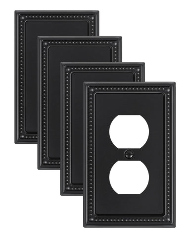 TREEWELL 4-pack black duplex outlet cover in sturdy metal