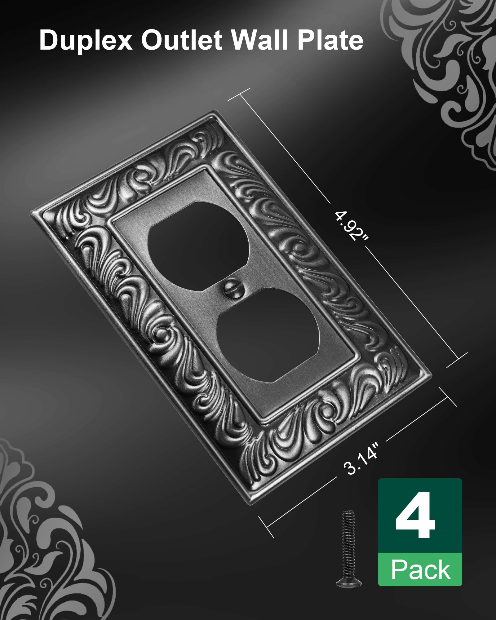 Treewell brushed antique-silver wall plate close-up highlights durable finish.
