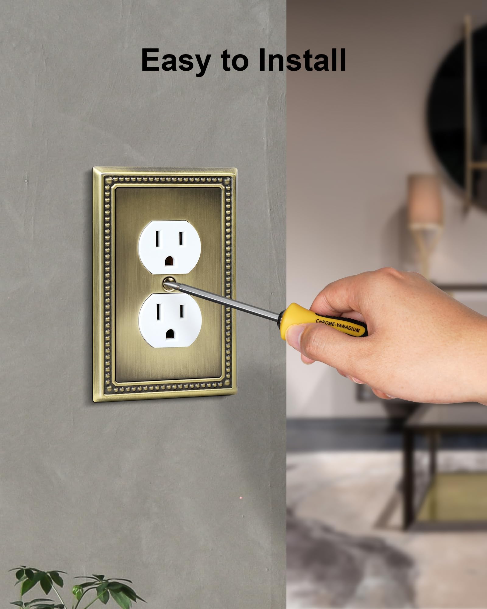 TREEWELL antique brass plate fits duplex outlets and double switches.