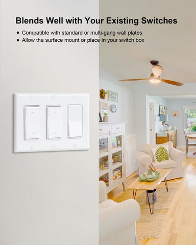 TREEWELL Decorator Rocker Switch wall-mounted with seamless plate compatibility.
