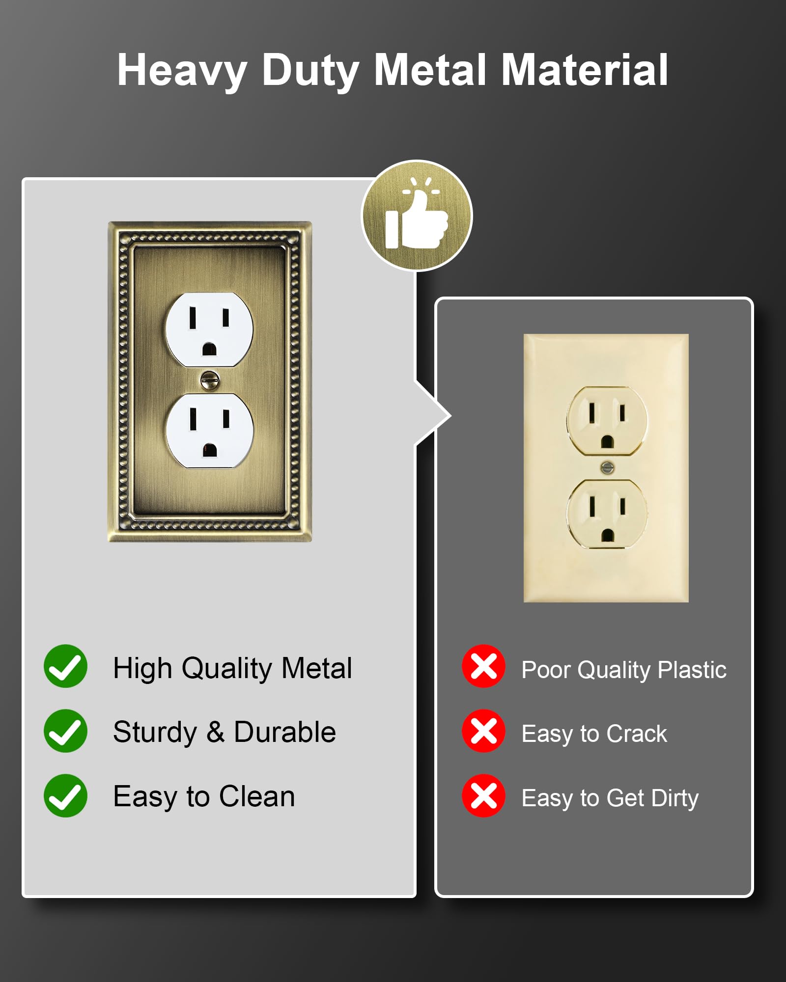 TREEWELL durable metal wall plates resist tarnish and are easy to clean.