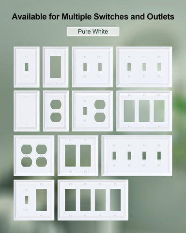 Treewell pure white wall plate front view enhances walls