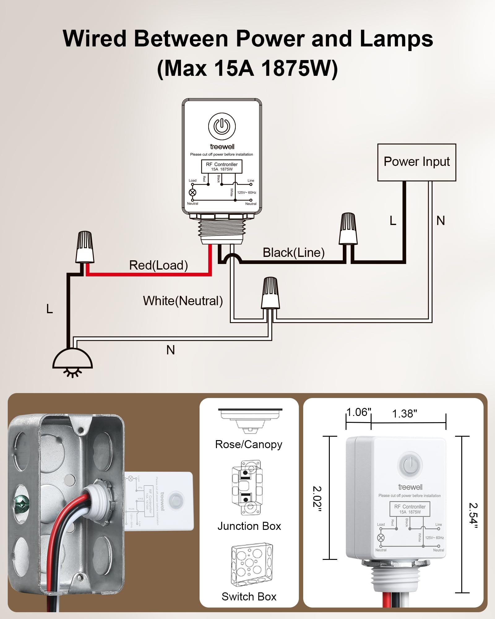 TREEWELL no-wiring-needed setup for quick room upgrades.