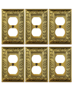 Treewell Paisley-pattern duplex plate showing antique brass finish for stylish outlets.