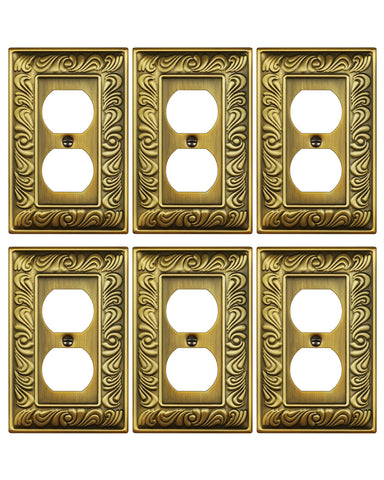 Treewell Paisley-pattern duplex plate showing antique brass finish for stylish outlets.
