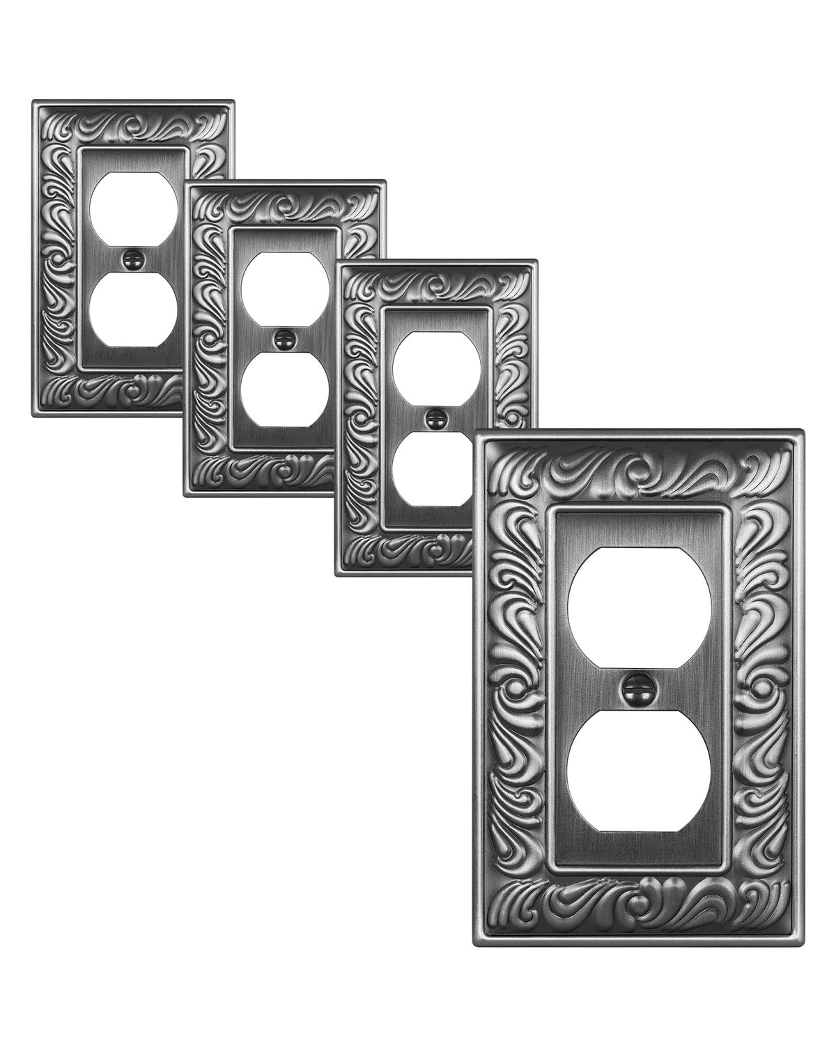 Treewell paisley-pattern plate in antique silver adds timeless elegance.