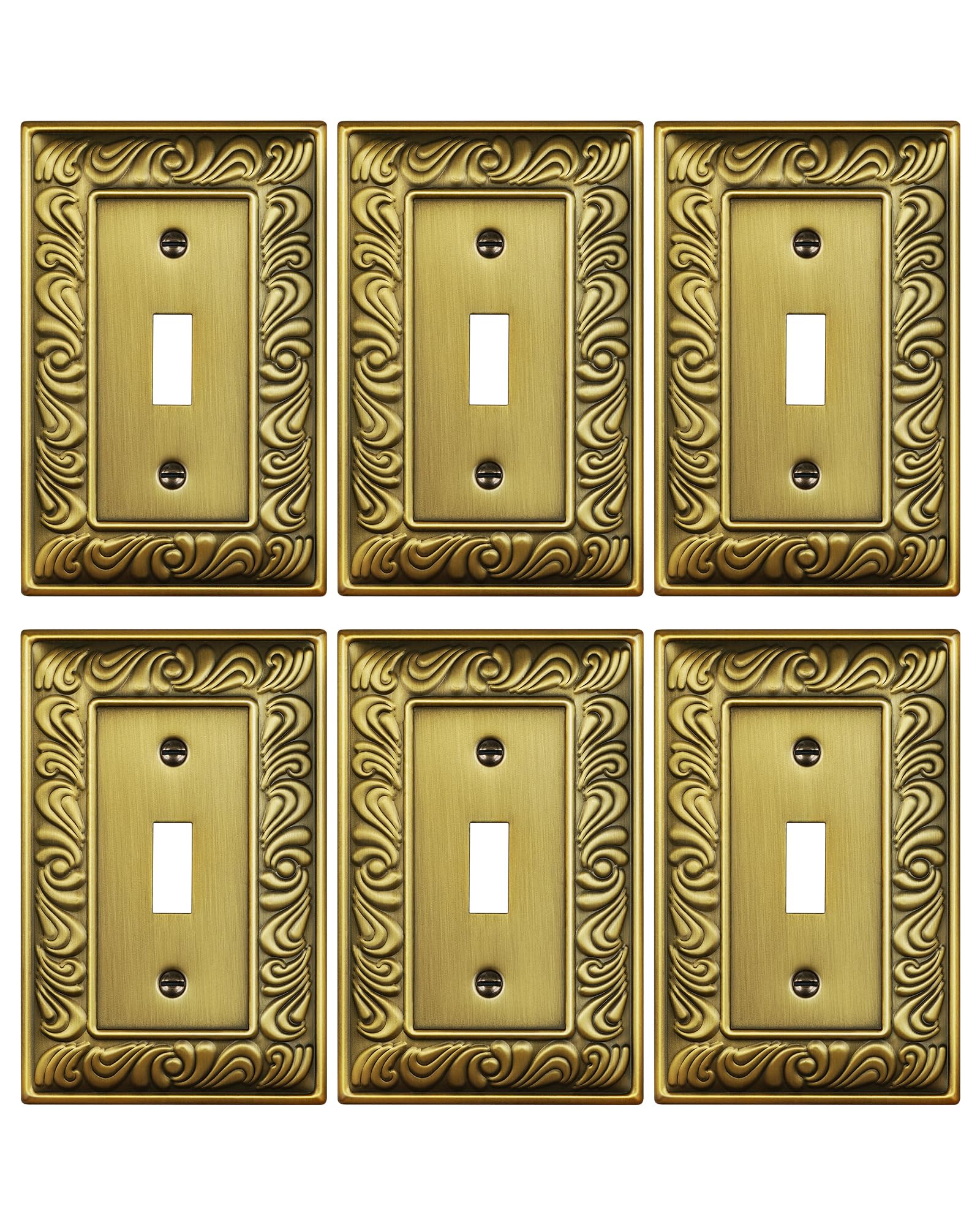 Treewell paisley pattern switch plate in antique brass adds refined decor to any room.